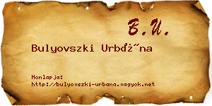 Bulyovszki Urbána névjegykártya